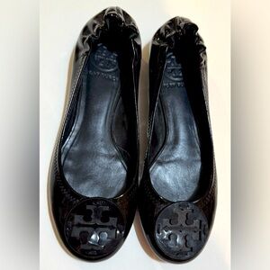 Tory Burch Reva Ballet Flat Black Patent Leather, Size 6.5